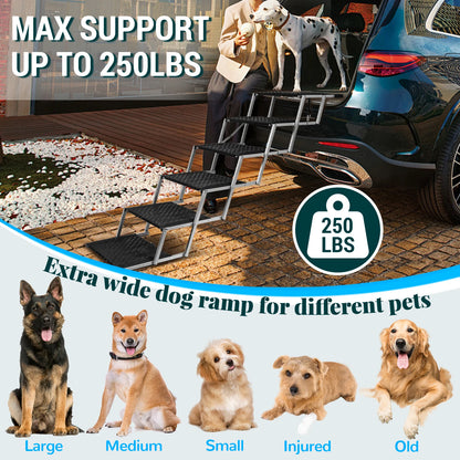 Adjustable Foldable Dog Stairs Set - Stainless Steel Pet Steps for Cars