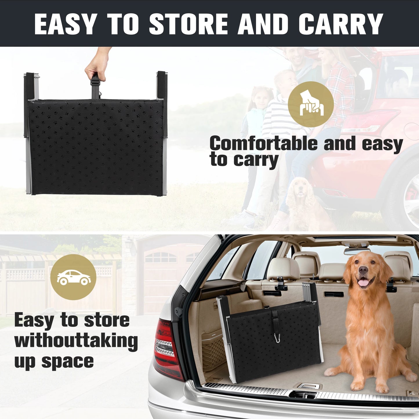 Adjustable Foldable Dog Stairs Set - Stainless Steel Pet Steps for Cars