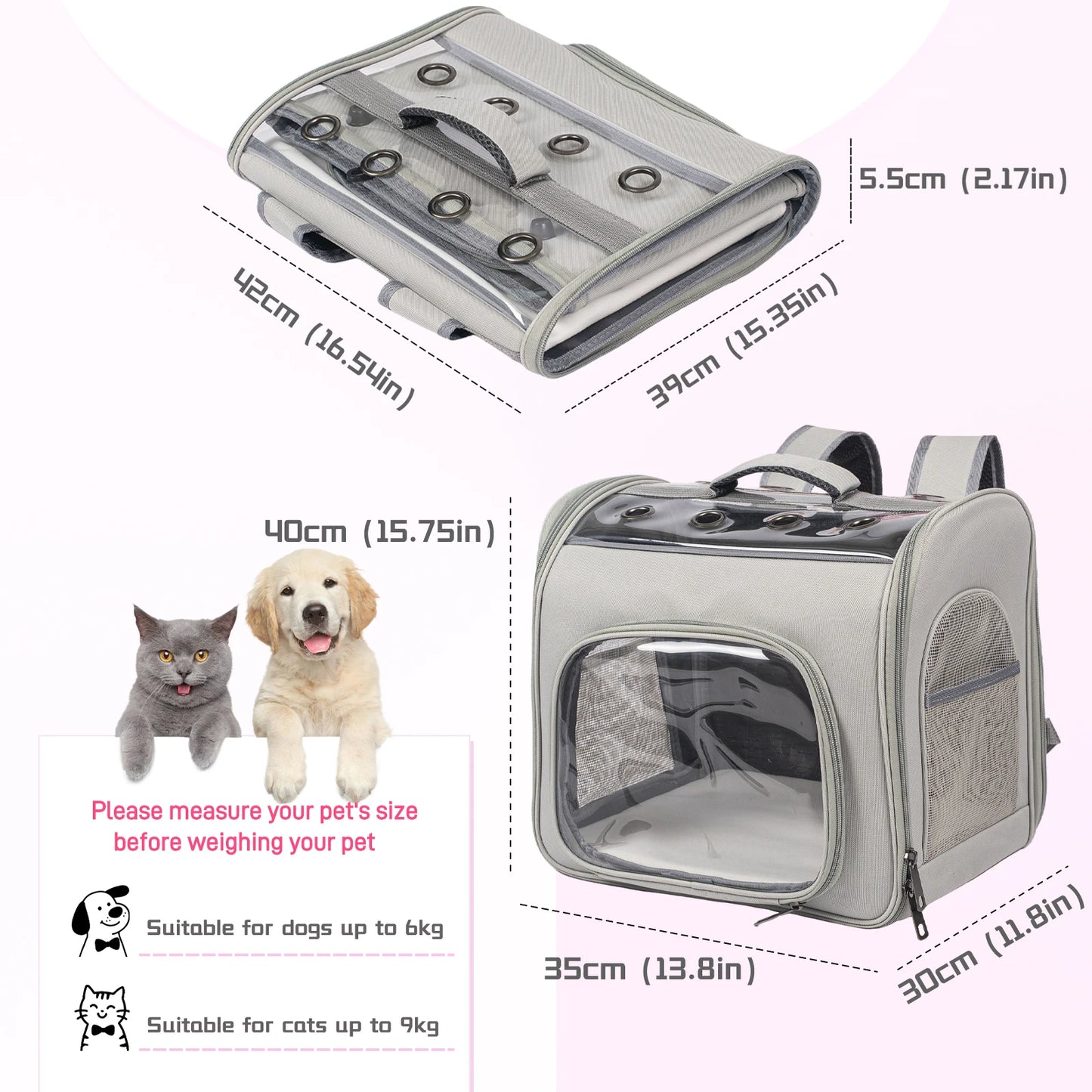 Cat Backpack, Breathable Pet Backpack With Front Opening